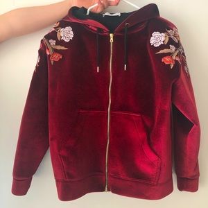 Sandro red velvet jacket